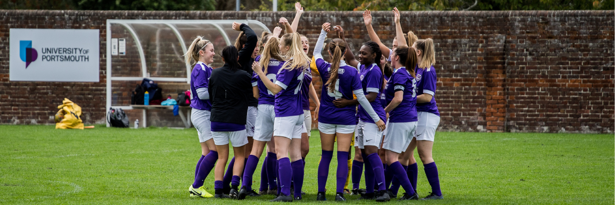 UPWFC womens football club celebrating at Langstone