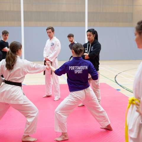Students trying out Karate at a Give Me Sport taster session