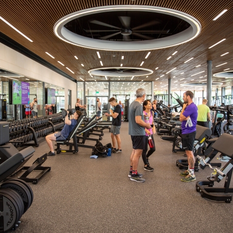 Wide shot of visitors using the fitness suite - Ravelin Activities