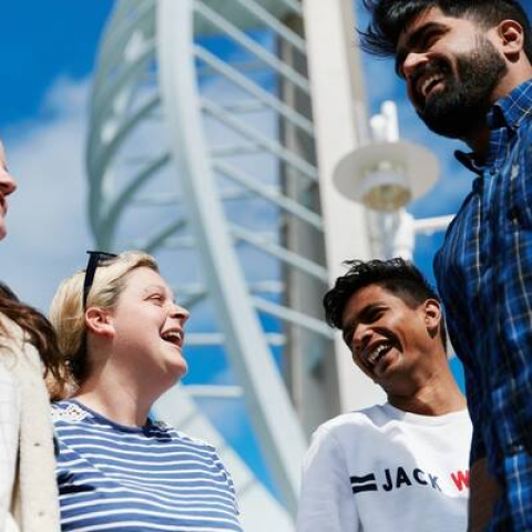 Students at Spinnaker Tower