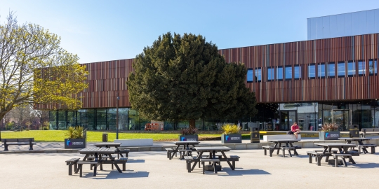 View of Ravelin Sports Centre and a seating area at the front