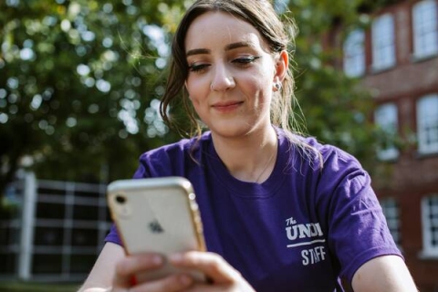 Lady using mobile phone