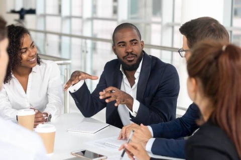 group of colleagues talking