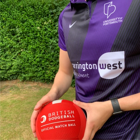 Dodgeball player holding ball