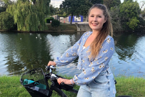 Student on bike