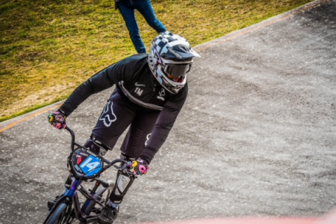 Taylor BMXing at competition