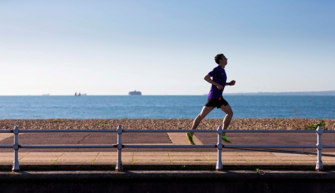 Person running on Southsea seafront