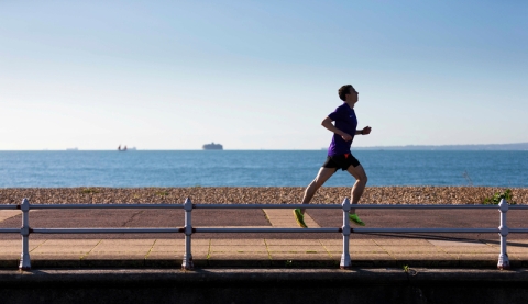 Person running on Southsea seafront