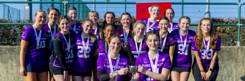 Lacrosse club celebrating at Conference Cup finals
