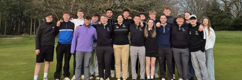 Students from UOP golf club together after a match