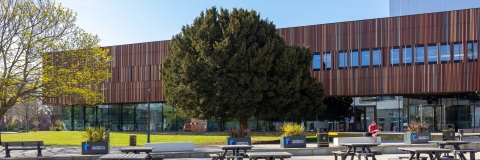 View of Ravelin Sports Centre and a seating area at the front