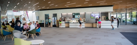 Wide shot of entry lobby and reception - Ravelin Activities