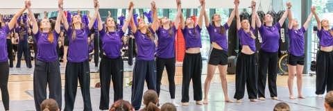 Students finishing at dance during Varsity 2026