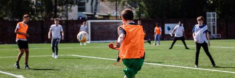 Students playing football