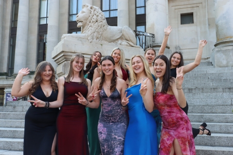 Students from Equestrian Club celebrating at Sports Awards