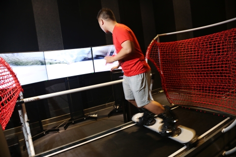 Man using ski simulator