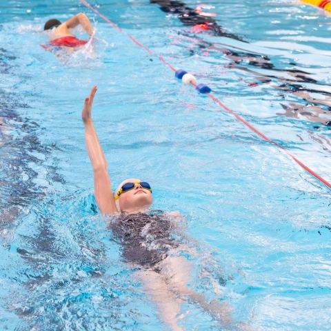 Children swimming in a pool