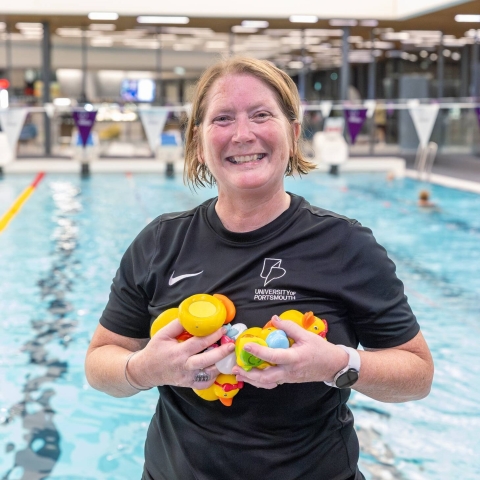 Swimming instructor Sam Adamson