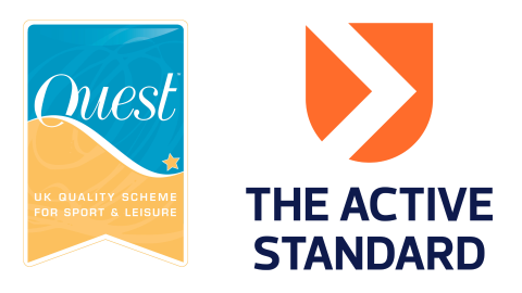 Quest and The Active Standard logos showing the accreditation credentials of Ravelin Sports Centre