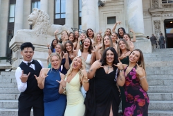 Students from Dance Club celebrating at Sports Awards