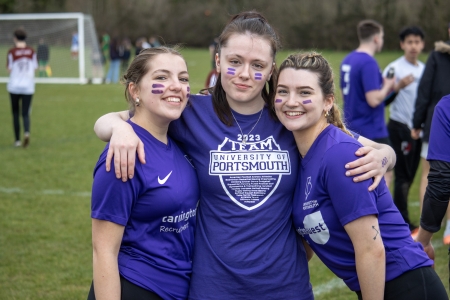 Three students before a sports game