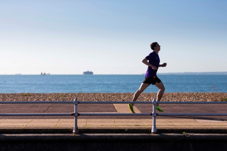 Person running on Southsea seafront