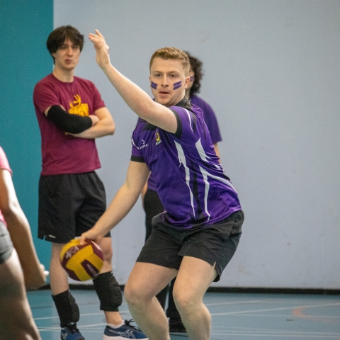 Dodgeball player about to throw